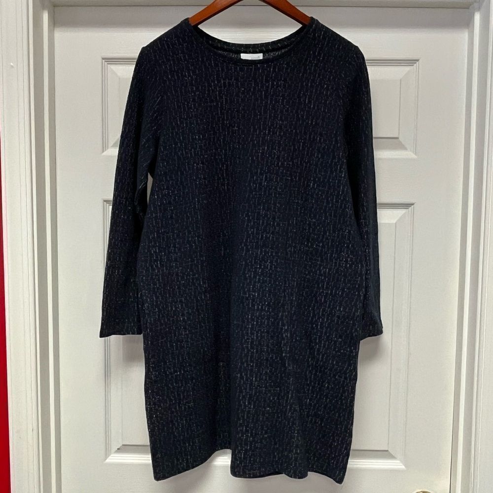 J. Jill Pure Jill Navy Knit Long Sleeve Sheath Dress sz M EUC
